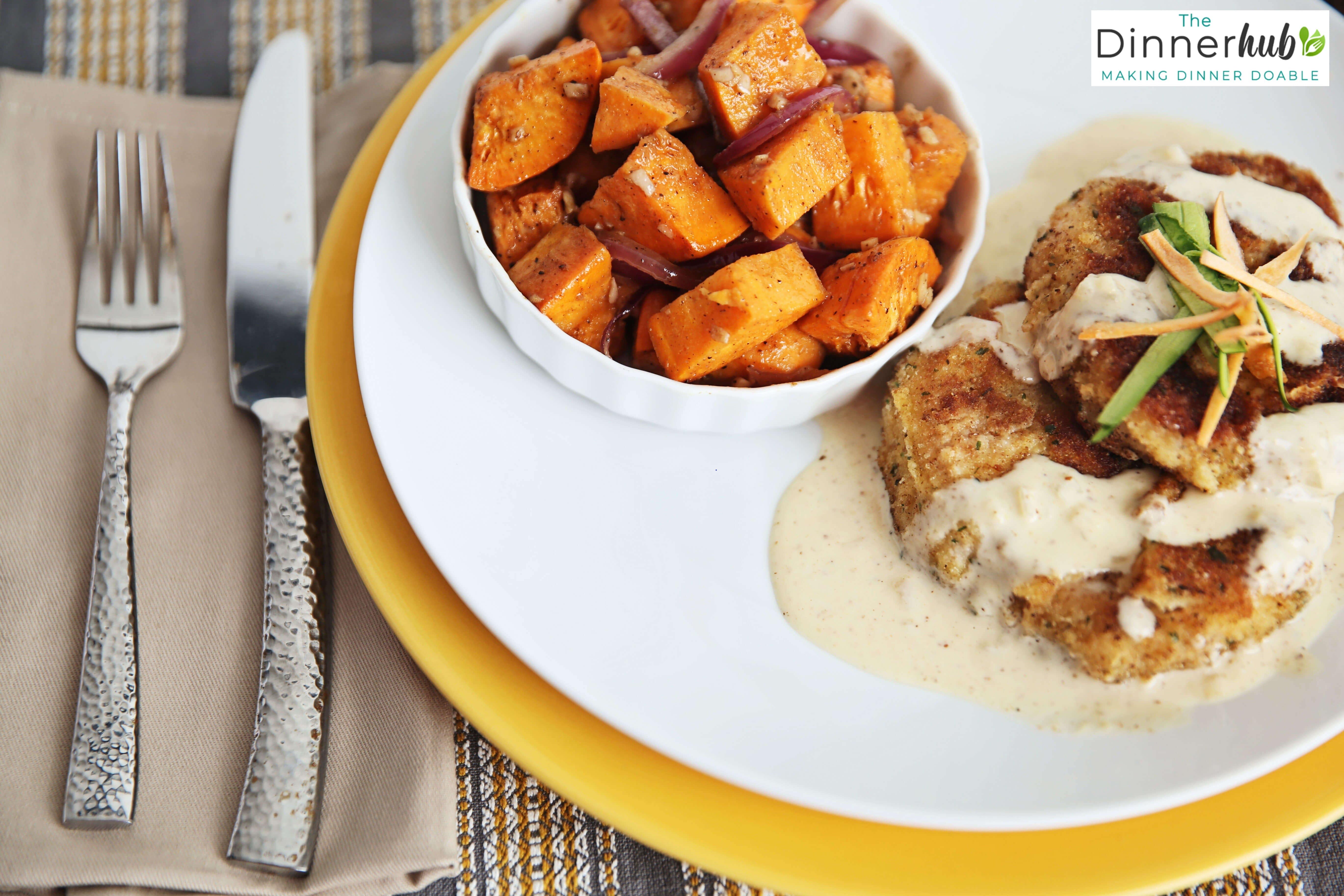 Honey Mustard Pork Chops w/ Steamed Sweet Potatoes